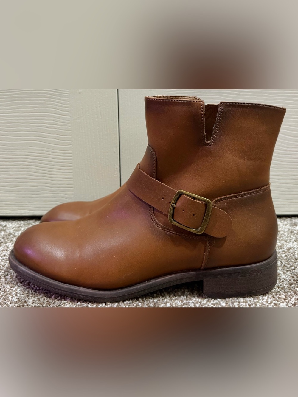 Frye And Co. Faux Leather Cute Buckle Booties, Size 10M Western Cowgirl